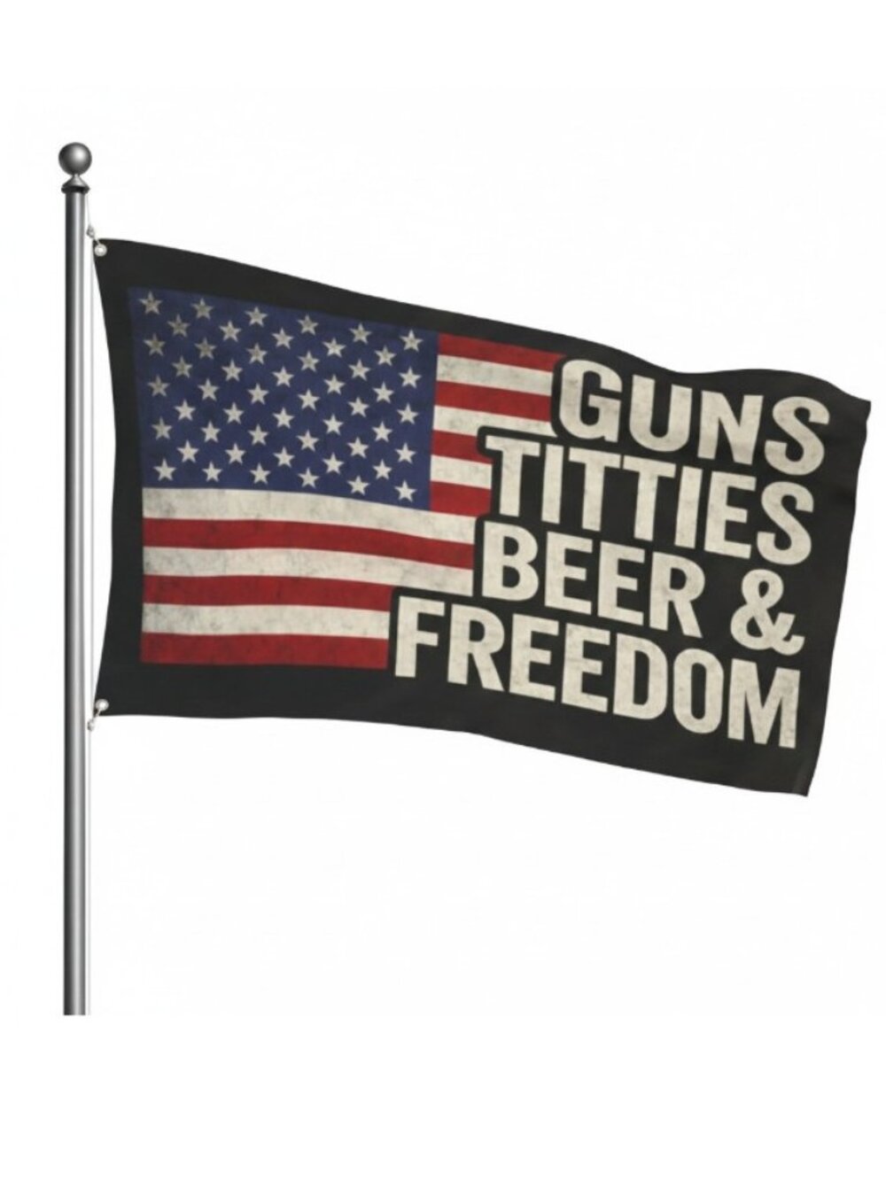 Guns Titties Beer & Freedom American Flag Patriotic USA Outdoor Porch Yard Gifts